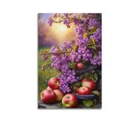 Stampa artistica da parete con motivo "Sunset Fruit Ensemble", stampa serena, poster con frutta, immagine su tela tranquilla per soggiorno e camera da letto, decorazione artistica da parete moderna da