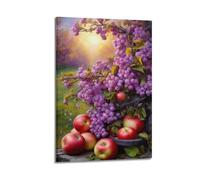 Stampa artistica da parete con motivo "Sunset Fruit Ensemble", stampa serena, poster con frutta, immagine su tela tranquilla, decorazione artistica da parete per soggiorno e camera da letto