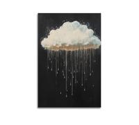 Stampa artistica da parete con nuvole di pioggia sognante, decorazione da parete minimalista e scura, natura surreale, 1 poster, poster decorativo da parete su tela e stampa artistica moderna per