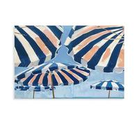Stampa artistica da parete con ombrellone da spiaggia blu navy, 3 poster su tela, decorazione artistica da parete per soggiorno e camera da letto, 20 x 30 cm