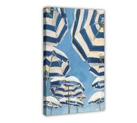 Stampa artistica da parete con ombrellone da spiaggia blu navy, stampa artistica da parete, per soggiorno, camera da letto, 40 x 60 cm