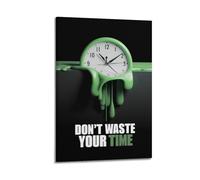 Stampa artistica da parete con orologio che si scioglie con la scritta "Don't Waste Your Time", poster su tela che stimola la riflessione, decorazione artistica da parete moderna da appendere, 40 x 60