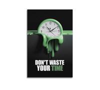 Stampa artistica da parete con orologio che si scioglie, con scritta "Don't Waste Your Time", poster su tela che stimola la riflessione, decorazione moderna da appendere, 50 x 75 cm
