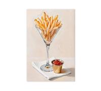 Stampa artistica da parete con patatine fritte in un Martini, decorazione artistica da parete per soggiorno e camera da letto, 20 x 30 cm