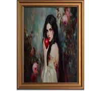 Stampa artistica da parete con ritratto di donna vittoriana con mela rossa, stampa artistica da parete rustica con cornice per soggiorno, camera da letto, cottagecore, decorazione per la stanza (FCASE