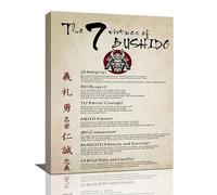 Stampa artistica da parete con samurai giapponesi, 7 virtù di Bushido, poster motivazionale con guerriero, stampe su tela, decorazione moderna per la casa, opere d'arte per bagno, camera da letto,