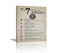 Stampa artistica da parete con samurai giapponesi, 7 virtù di Bushido, poster motivazionale con guerriero, stampe su tela, decorazione moderna per la casa, opere d'arte per bagno, camera da letto,