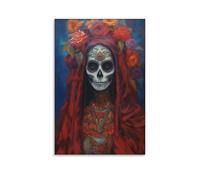 Stampa artistica da parete con Santa Muerte e la morte di Santa Muerte, arte popolare messicana, decorazione artistica da parete su tela, decorazione artistica da parete, per casa, bar, ristorante