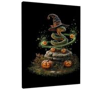 Stampa artistica da parete con serpente di Halloween, mago verde, stampa su tela, decorazione spettrale per soggiorno, camera da letto, ufficio, festa di Halloween, opera d'arte con cornice, 30,5 x