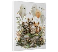 Stampa artistica da parete con simpatici amici di animali, stampe marroni morbide per Halloween, decorazione fantasiosa per soggiorno, camera da letto, sala giochi, tela avvolta 40,6 x 50,8 cm