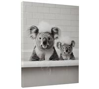 Stampa artistica da parete con simpatico koala, stampa su tela con animali bianchi e neri, decorazione divertente per il bagno, soggiorno, camera da letto, camera dei bambini, stanza dei giochi, tela