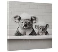 Stampa artistica da parete con simpatico koala, stampa su tela con animali bianchi e neri, divertente decorazione per il bagno per soggiorno, camera da letto, camera dei bambini, stanza dei giochi