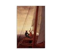 Stampa artistica da parete con stampa artistica di Caspar David Friedrich di Caspar in barca a vela 1818, decorazione per la casa, 30 x 45 cm