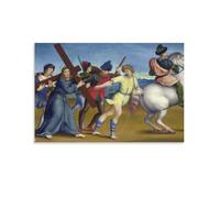 Stampa artistica da parete con stampa artistica su tela, motivo: La processione al Calvario-Raffaello, 50 x 75 cm