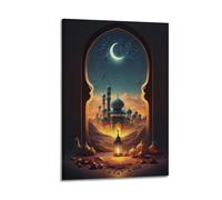 Stampa artistica da parete con vista della moschea a mezzaluna, stampa luminosa, poster di architettura, immagine su tela raggiante, decorazione artistica da parete moderna da appendere, 50 x 75 cm