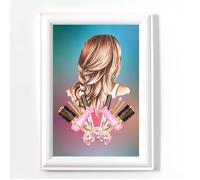 Stampa artistica da parete estetica da parete per parrucchieri, colore grigio, con glitter digitali, senza cornice, formato A4, da salone di bellezza, arte da parete, non veri glitter, regalo per
