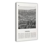 Stampa artistica da parete in bianco e nero dell'Etiopia, Addis Abeba, mappa della città dell'Africa, poster decorativo da parete per casa, bar, ristorante, garage, caffetteria, idea regalo, 50 x 75