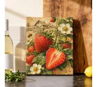 Stampa artistica da parete in tela con fragole, stile vintage, rustico, con api estive, colore rosso, per sala da pranzo, bagno, ristorante, camera da letto, 20,3 x 25,4 cm