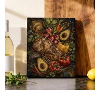 Stampa artistica da parete in tela con verdure, rustica, vintage, con pane e erbe aromatiche, decorazione per casa, sala da pranzo, camera da letto, soggiorno, ristorante, 20 x 25 cm