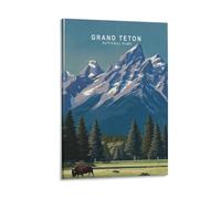 Stampa artistica da parete minimalista su tela del Parco nazionale del Grand Teton, poster per soggiorno, camera da letto, bagno, ufficio, casa, 30 x 45 cm