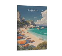 Stampa artistica da parete minimalista su tela, motivo: Italia, Uganda, Sardegna, Mar Mediterraneo, decorazione artistica da parete per soggiorno, camera da letto, bagno, ufficio, casa, 30 x 45 cm