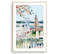 Stampa artistica da parete, motivo: Londra, poster con Inghilterra, regalo di viaggio, inaugurazione della casa, regalo di nozze (senza cornice) (22 x 28 cm)