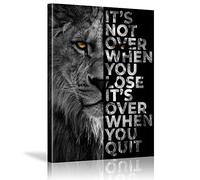 Stampa artistica da parete per ufficio, con leone animale, con scritta in lingua inglese "It's Not Over When You Lose", 75 x 100 cm, con cornice