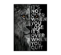 Stampa artistica da parete per ufficio, con leone animale, non è finita quando perdi, poster con parole ispiratrici, 42 x 60 cm, senza cornice