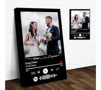 Stampa artistica da parete personalizzata su tela Spotify Music - Carica la tua foto e la tua canzone per la decorazione della casa personalizzata, regalo incorniciato per famiglia, coppie, amici o