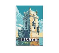 Stampa artistica da parete, poster da viaggio retrò con Torre di Lisbona, Torre di Belém, decorazione moderna per soggiorno, 60 x 90 cm