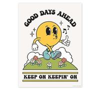 Stampa artistica da parete retrò con scritta "Good Days Ahead", graziosa decorazione per la stanza, estetica retrò, stampa artistica con citazione positiva, poster vintage nostalgico