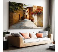 Stampa artistica da parete su tela, arte pastorale, acquerello, architettura stradale, 140 x 70 cm, decorazione poster per soggiorno, cameretta dei bambini, tele da parete per decorazione artistica