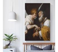 Stampa artistica da parete su tela colorata con immagine di San Pietro, motivo: The Release of St Peter, opera d'arte moderna per la casa, tesa pronta da appendere, 50 x 75 cm
