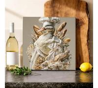 Stampa artistica da parete su tela con anatra, fantasiosa decorazione rustica da cuoco con cappello da chef autunnale caldo beige, immagini da appendere per soggiorno, appartamento, sala da pranzo