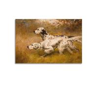 Stampa artistica da parete su tela con animali da caccia e cane con cane che disegna, per camera da letto e soggiorno, 20 x 30 cm