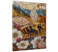 Stampa artistica da parete su tela con api, stampa floreale con insetti gialli e marroni, decorazione estetica per la casa, per soggiorno, camera da letto, ufficio, senza cornice, 20,3 x 30,5 cm