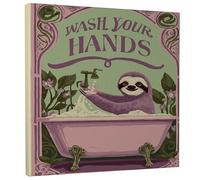 Stampa artistica da parete su tela con bradipo che si lava le mani, stampa divertente con animali, simpatica decorazione per il bagno per soggiorno, camera da letto, bagno, camera dei bambini, 30,5 x