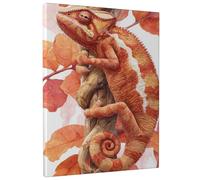 Stampa artistica da parete su tela con camaleonti autunnali, stampa di rettili marroni arancioni, arte della natura, decorazione estetica per soggiorno, camera da letto, ufficio, tela avvolta 40,6 x
