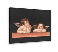 Stampa artistica da parete su tela con due angeli cherubini di Raphael Santi Sistine Madonna per camera da letto, ufficio, cucina, regalo, 50 x 75 cm