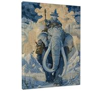Stampa artistica da parete su tela con elefanti nel paese delle meraviglie invernali, stampe di animali fantasy blu e grigio, decorazione astratta per la casa per soggiorno, camera da letto, ufficio