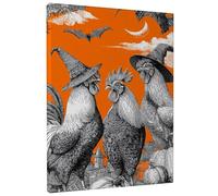 Stampa artistica da parete su tela con gallo arancione e nero, decorazione per la casa in stile vintage per soggiorno, camera da letto, cucina, ufficio, opera d'arte incorniciata 30,5 x 40,6 cm