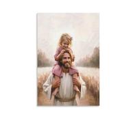 Stampa artistica da parete su tela con Gesù Cristiano e ragazza che cammina domenica, opera d'arte per soggiorno, camera da letto, bagno, ufficio, casa, 30 x 45 cm