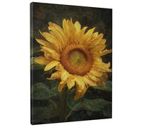 Stampa artistica da parete su tela con girasoli estivi, stampa artistica da parete con fiori rustici gialli e verdi, decorazione estetica vintage per soggiorno, camera da letto, bagno, dormitorio