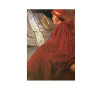 Stampa artistica da parete su tela con il mantello rosso di Alphonse Mucha, per casa, scuola, ufficio, decorazione senza cornice, 40,6 x 61 cm