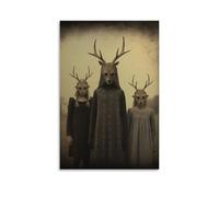 Stampa artistica da parete su tela con immagine del culto dei cervi e raccapricciante Halloween Occulto Dark Academia, decorazione artistica da parete per soggiorno, camera da letto, bagno, ufficio