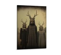 Stampa artistica da parete su tela con immagine del culto dei cervi e raccapricciante Halloween Occulto Dark Academia, decorazione artistica da parete per soggiorno, camera da letto, bagno, ufficio