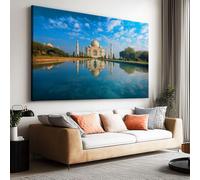Stampa artistica da parete su tela con immagine di architettura famosa città, immagine di paesaggio riflesso, stampa artistica per bagno, soggiorno, decorazione da parete, 120 x 60 cm, senza cornice