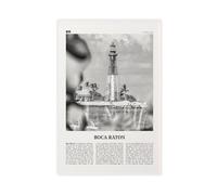 Stampa artistica da parete su tela con immagine di Boca Raton in bianco e nero, con mappa della città degli Stati Uniti, per casa, bar, ristorante, garage, caffetteria, idea regalo, 50 x 75 cm
