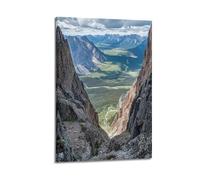Stampa artistica da parete su tela con immagine di famiglia e paesaggio panoramico con vista mozzafiato sulla valle delle montagne, decorazione per la stanza, 40 x 60 cm