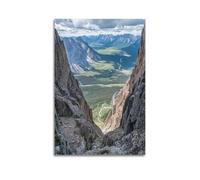 Stampa artistica da parete su tela con immagine di famiglia e paesaggio panoramico, con vista mozzafiato sulla valle delle montagne, decorazione per la stanza, 30 x 45 cm